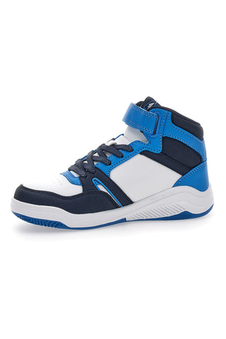 Joma Platea Mid Jr – weiße und blaue Mid-Cut-Sneaker mit Klettverschluss