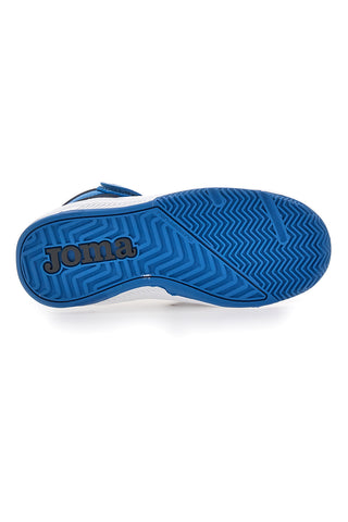 Joma Platea Mid Jr – weiße und blaue Mid-Cut-Sneaker mit Klettverschluss