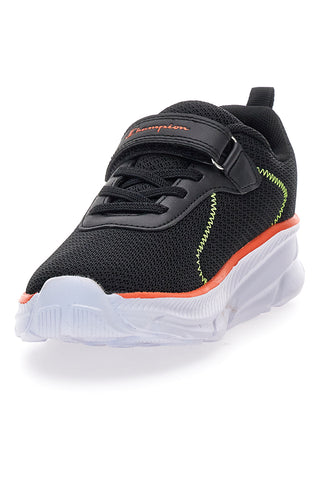 Schwarze Mesh-Sneaker mit dicker Sohle und orangefarbenen Details Champion HRO JB PS Low Cut