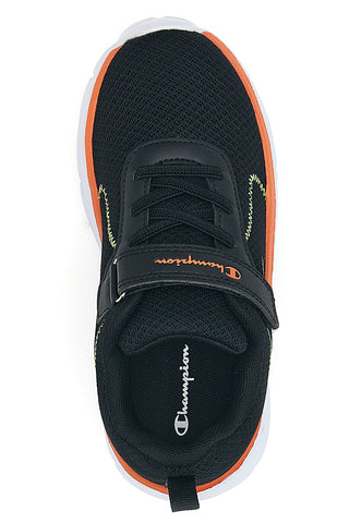 Schwarze Mesh-Sneaker mit dicker Sohle und orangefarbenen Details Champion HRO JB PS Low Cut