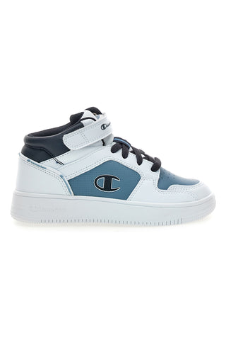Champion RD18 2 MID B PS Weiße und blaue Mid-Top-Sneaker mit Klettverschluss