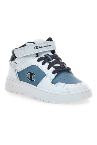 Champion RD18 2 MID B PS Weiße und blaue Mid-Top-Sneaker mit Klettverschluss