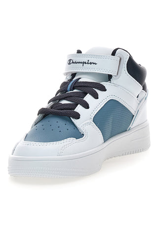 Champion RD18 2 MID B PS Weiße und blaue Mid-Top-Sneaker mit Klettverschluss