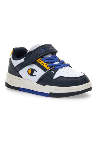 Champion RD18 Heritage Evolve B PS – Weiße und blaue Sneakers mit gelben Details