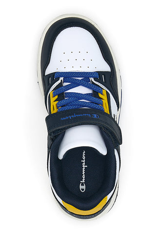 Champion RD18 Heritage Evolve B PS – Weiße und blaue Sneakers mit gelben Details