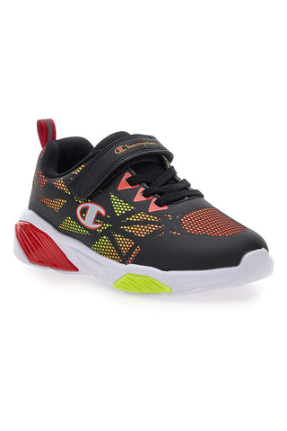 Champion Wave Tri B PS Schwarze Sneakers mit farbigen Lichtern und Klettverschluss