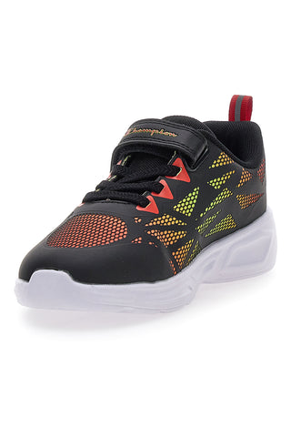 Champion Wave Tri B PS Schwarze Sneakers mit farbigen Lichtern und Klettverschluss