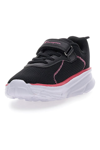 Champion – HRO JG PS – Niedrig geschnittene schwarze Mesh-Sneaker mit Klettverschluss
