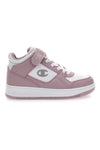 Sneakers rosa e bianche mid-cut con chiusura a strappo Champion RD18 Mid G PS