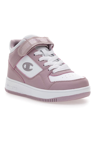 Champion – RD18 Mid G PS – Rosa-weiße, mittelhohe Sneakers mit Klettverschluss