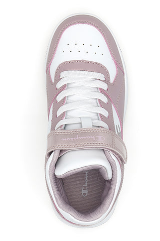 Champion – RD18 Mid G PS – Rosa-weiße, mittelhohe Sneakers mit Klettverschluss