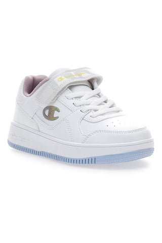 Sneakers bianche con logo laterale e suola azzurra Champion RD18 Low G PS