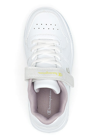 Sneakers bianche con logo laterale e suola azzurra Champion RD18 Low G PS