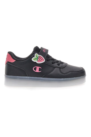 Champion GLW G PS Schwarze Sneakers mit Lichtern und rosa Details