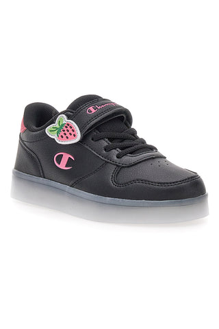 Champion GLW G PS Schwarze Sneakers mit Lichtern und rosa Details