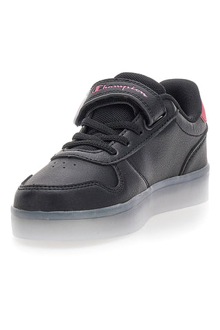 Champion GLW G PS Schwarze Sneakers mit Lichtern und rosa Details