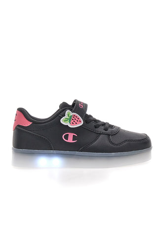 Champion GLW G PS Schwarze Sneakers mit Lichtern und rosa Details