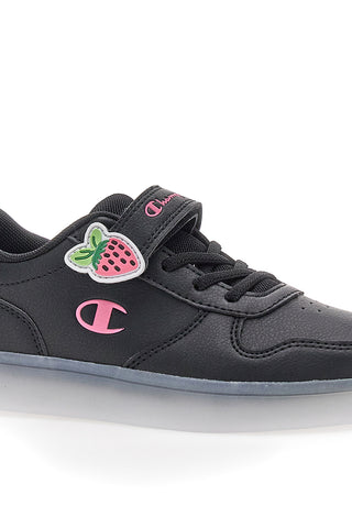 Champion GLW G PS Schwarze Sneakers mit Lichtern und rosa Details