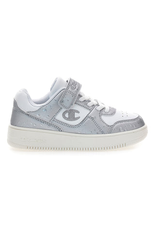 Champion – RD18 Bubble G PS – Weiße und silberne Sneakers mit Klettverschluss