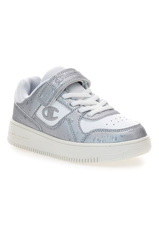 Champion – RD18 Bubble G PS – Weiße und silberne Sneakers mit Klettverschluss