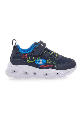 Champion Funfair Print B TD Blaue Sneakers mit Lichtern und Grafikdruck