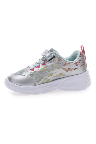 Silberne Sneakers mit mehrfarbigen Lichtern und Klettverschluss Champion Wave Tri G TD