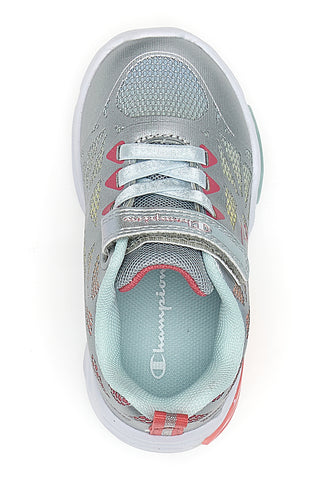 Silberne Sneakers mit mehrfarbigen Lichtern und Klettverschluss Champion Wave Tri G TD