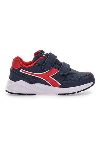 Sneakers blu e rosse con doppio strappo Diadora Falcon 5 SL JR V