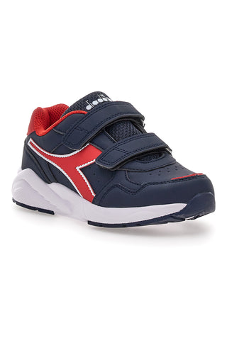 Sneakers blu e rosse con doppio strappo Diadora Falcon 5 SL JR V