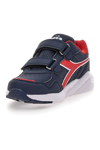 Sneakers blu e rosse con doppio strappo Diadora Falcon 5 SL JR V