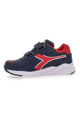Sneakers blu e rosse con doppio strappo Diadora Falcon 5 SL JR V