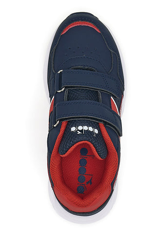 Sneakers blu e rosse con doppio strappo Diadora Falcon 5 SL JR V