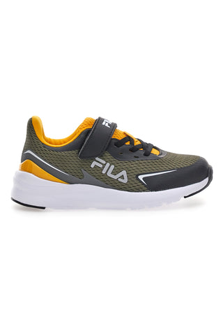 Grüne Sneaker mit gelben Details und Fila FFK0076-Riemen