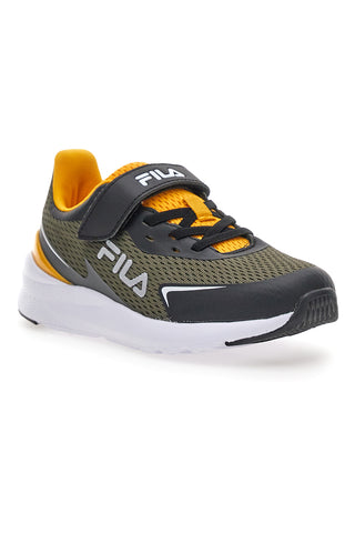 Grüne Sneaker mit gelben Details und Fila FFK0076-Riemen