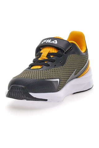 Grüne Sneaker mit gelben Details und Fila FFK0076-Riemen