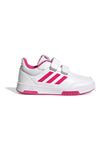 Sneakers bianche con dettagli fucsia e doppio strappo Adidas Tensaur Sport 2 CF K