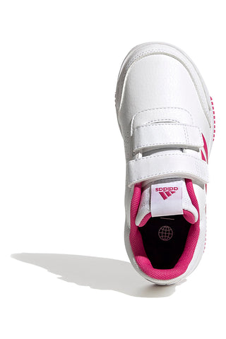 Sneakers bianche con dettagli fucsia e doppio strappo Adidas Tensaur Sport 2 CF K