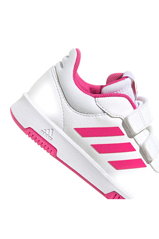 Sneakers bianche con dettagli fucsia e doppio strappo Adidas Tensaur Sport 2 CF K
