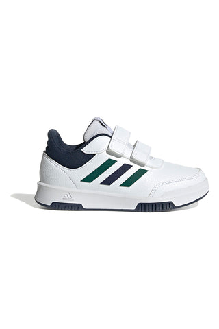 Adidas Tensaur Sport 2.0 CF K weiße Sneakers mit blauen und grünen Details und Klettverschluss