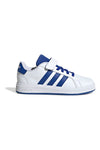 Sneakers bianche con dettagli blu e chiusura mista Adidas Grand Court 2 EL C