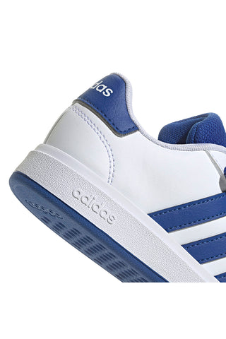 Sneakers bianche con dettagli blu e chiusura mista Adidas Grand Court 2 EL C