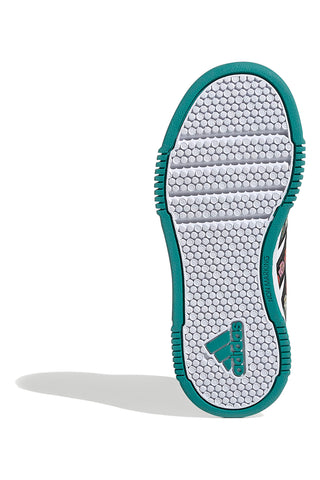 Weiße Adidas Tensaur Coco CF K Sneakers mit bunten Details und Klettverschluss