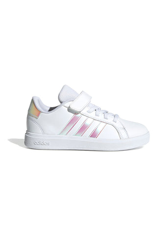 Sneakers bianche con strisce iridescenti chiusura a strappo Adidas Grand Court 2.0 EL C