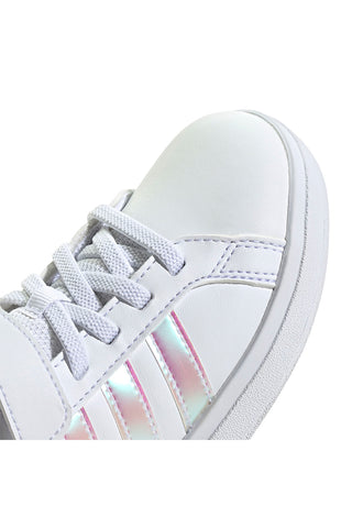 Adidas Grand Court 2.0 EL C – Weiße Sneakers mit schillernden Streifen und Klettverschluss