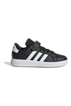 Adidas Grand Court 2 EL C schwarze Schuhe mit weißen Streifen und Klettverschluss