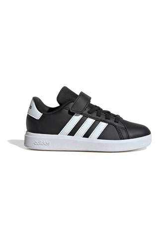 Adidas Grand Court 2 EL C schwarze Schuhe mit weißen Streifen und Klettverschluss