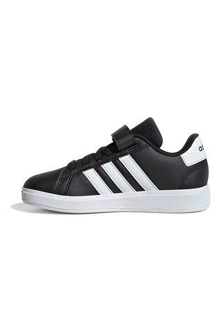 Adidas Grand Court 2 EL C schwarze Schuhe mit weißen Streifen und Klettverschluss