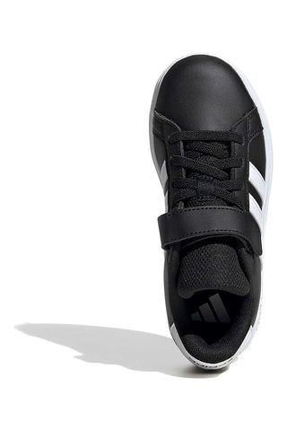 Adidas Grand Court 2 EL C schwarze Schuhe mit weißen Streifen und Klettverschluss