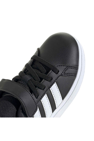 Adidas Grand Court 2 EL C schwarze Schuhe mit weißen Streifen und Klettverschluss