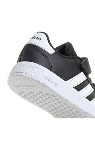 Adidas Grand Court 2 EL C schwarze Schuhe mit weißen Streifen und Klettverschluss